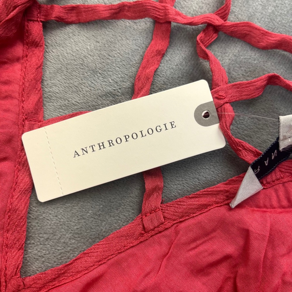 NWT Anthropologie x Ranna Gill Art Deco  V‎ Neck Strappy Cami Red XS - Picture 6 of 9